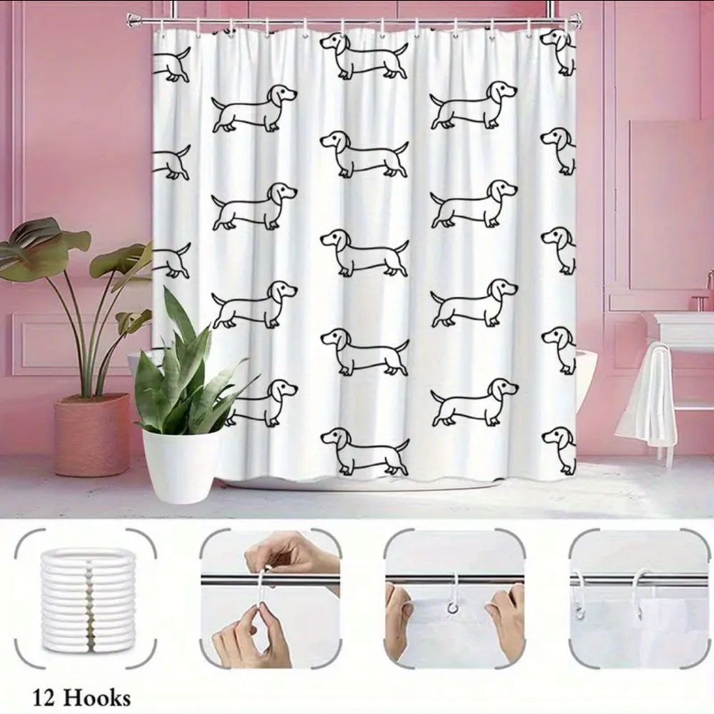 NEW Chic Dachshund Shower Curtain - Picture 3 of 5